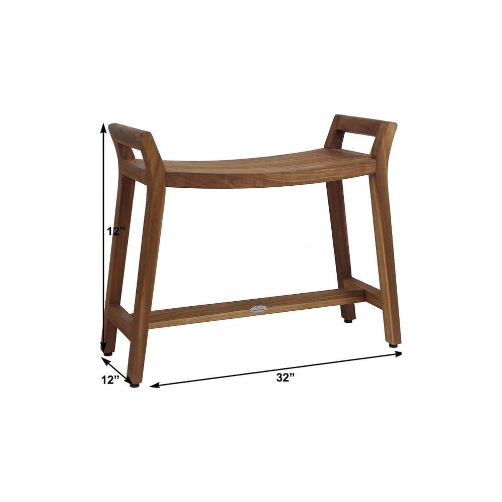 21" X 32" Brown Teak Rectangular Shower Bench