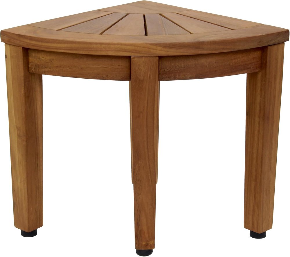 13" X 12" Brown Teak Corner Shower Bench