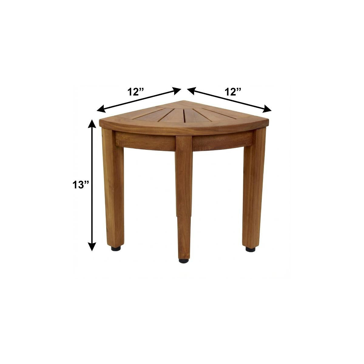 13" X 12" Brown Teak Corner Shower Bench