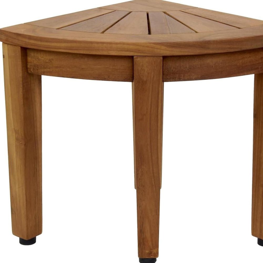 13" X 12" Brown Teak Corner Shower Bench