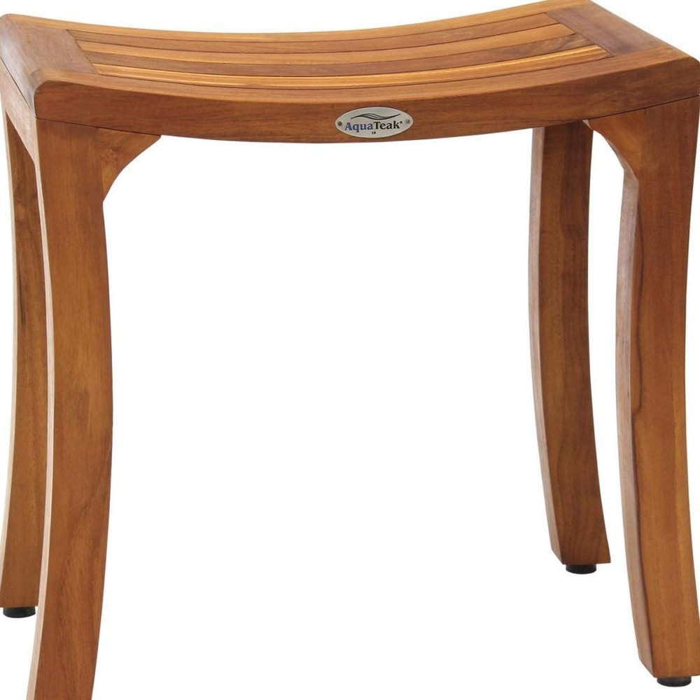 18" X 18" Brown Teak Rectangular Shower Bench