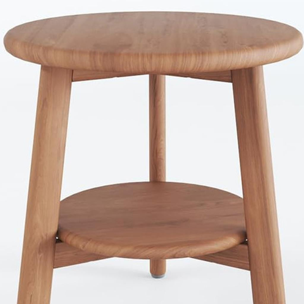 18" X 18" Brown Teak Circular Shower Bench With Shelf