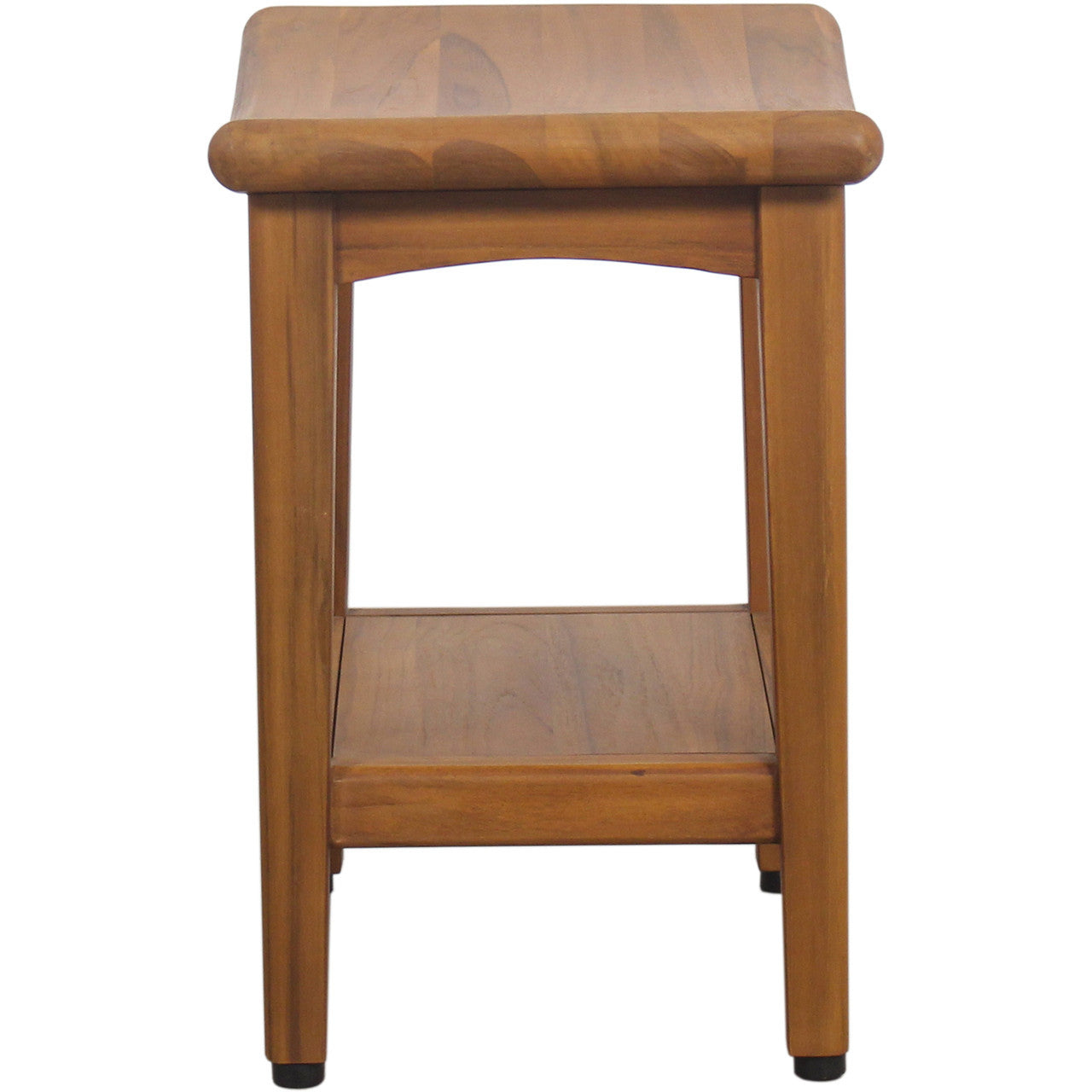 18" X 18" Brown Teak Rectangular Shower Bench With Shelf