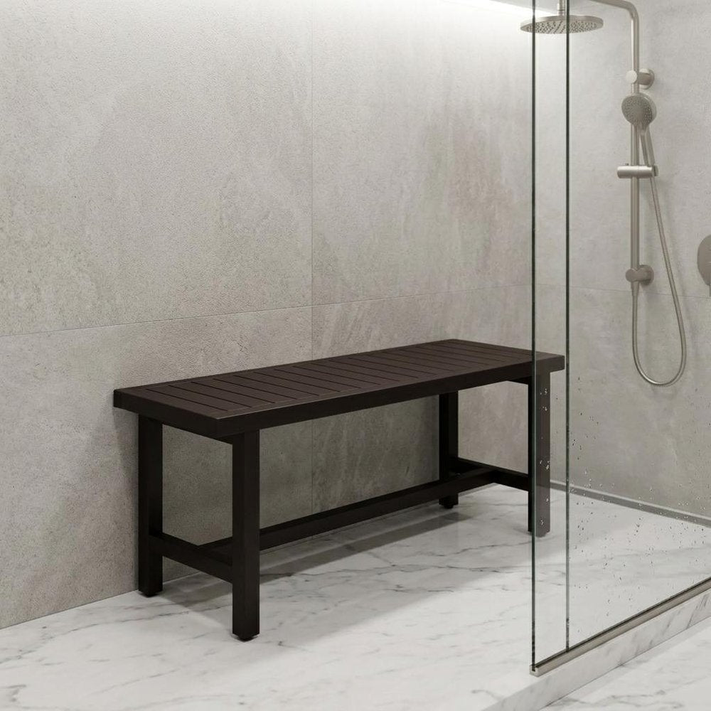 18" X 48" Brown Teak Rectangular Shower Bench