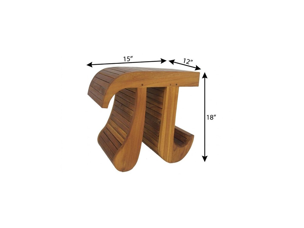 18" X 15" Brown Teak Rectangular Shower Bench