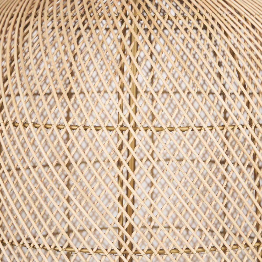 Gold Four Light Rattan Dimmable Chandelier With Gold Shades