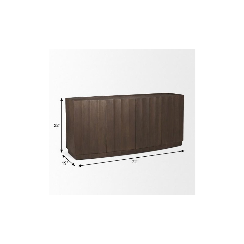 72" Brown Solid Wood Sideboard With Four Doors