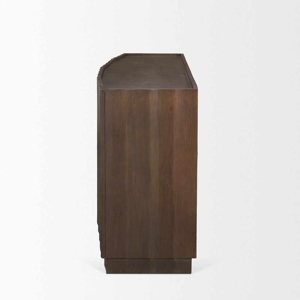 72" Brown Solid Wood Sideboard With Four Doors