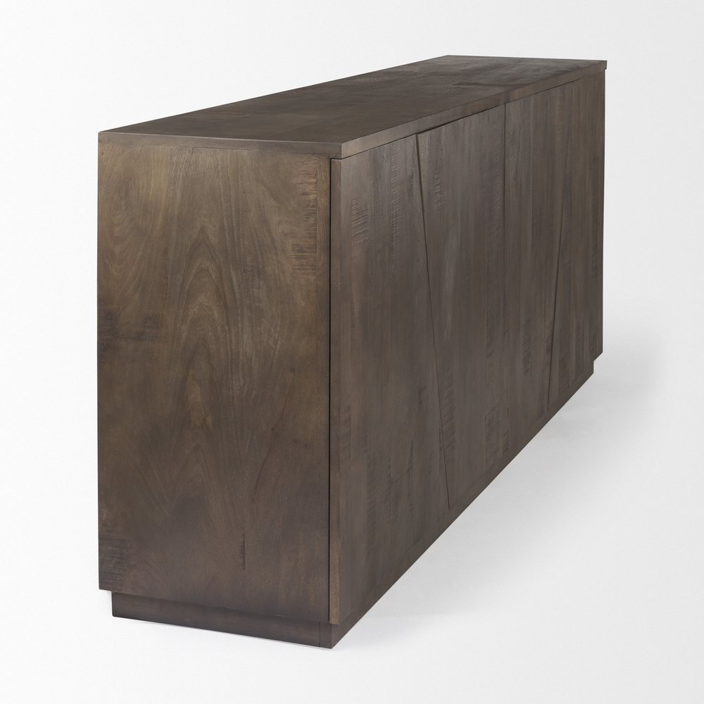 82" Brown Solid Wood Sideboard With Four Doors