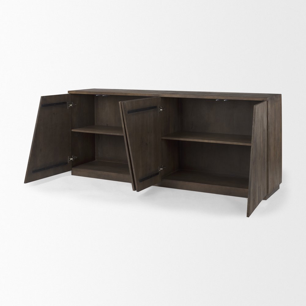 82" Brown Solid Wood Sideboard With Four Doors