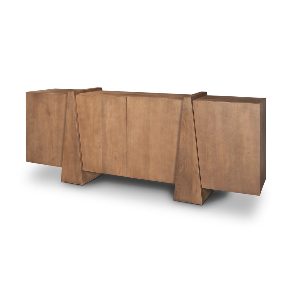 78" Brown Solid Wood Sideboard With Four Doors