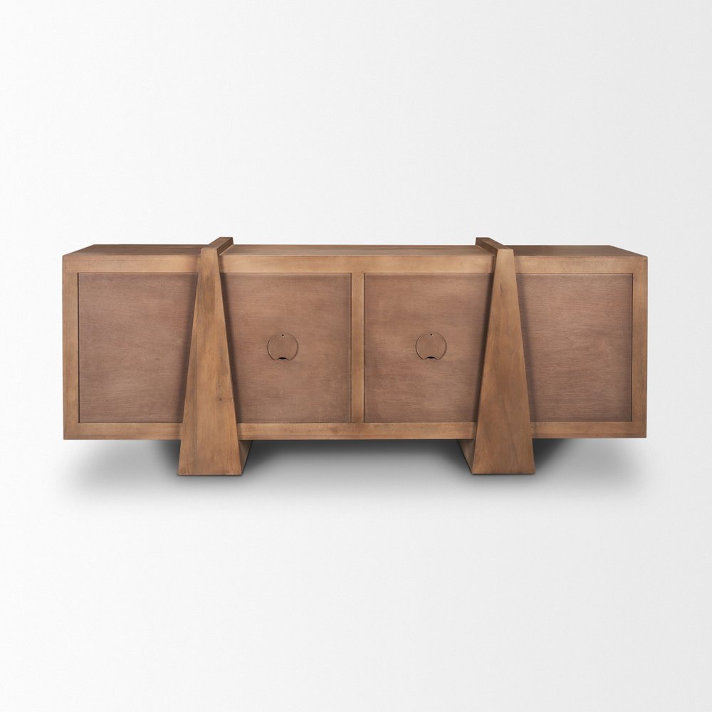 78" Brown Solid Wood Sideboard With Four Doors