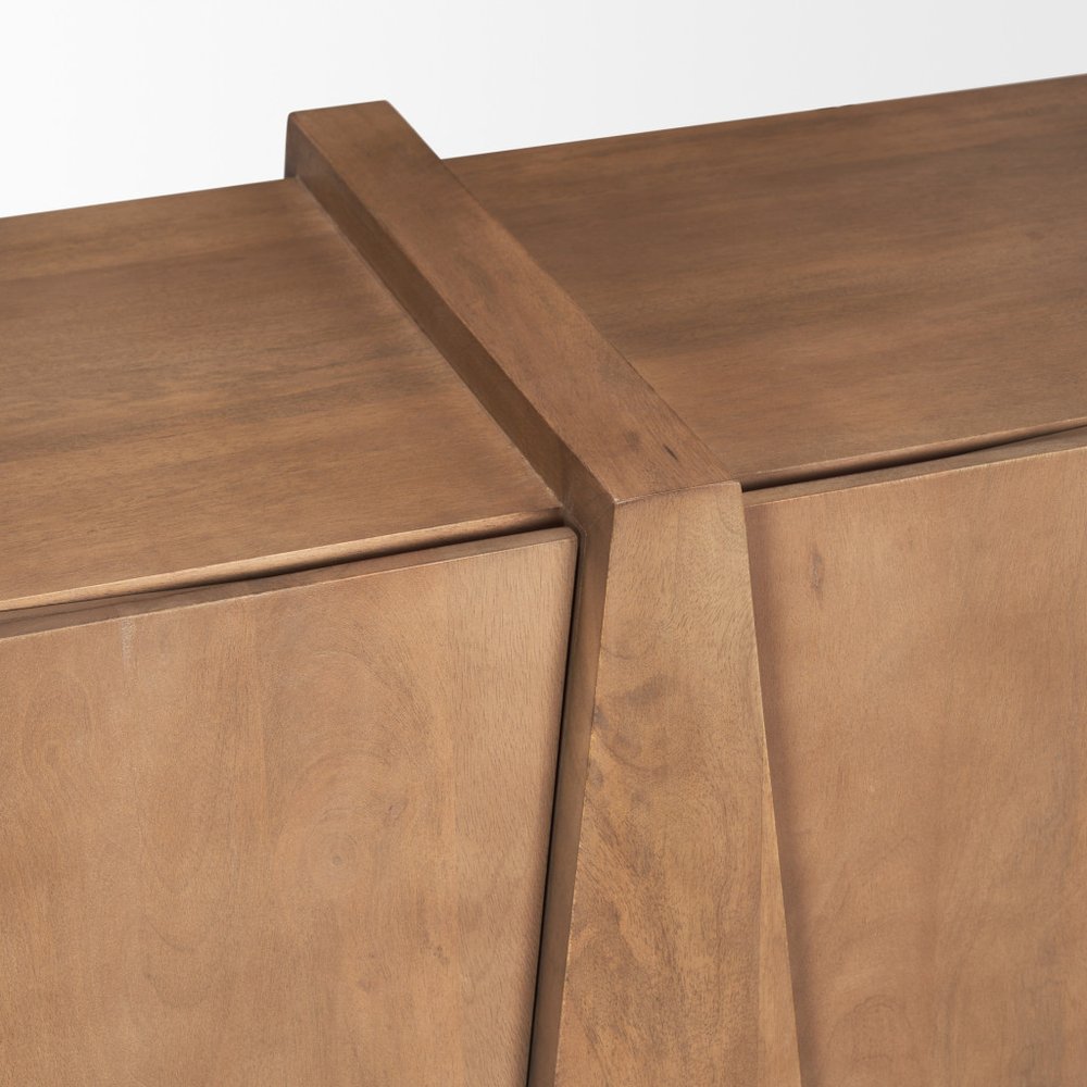 78" Brown Solid Wood Sideboard With Four Doors