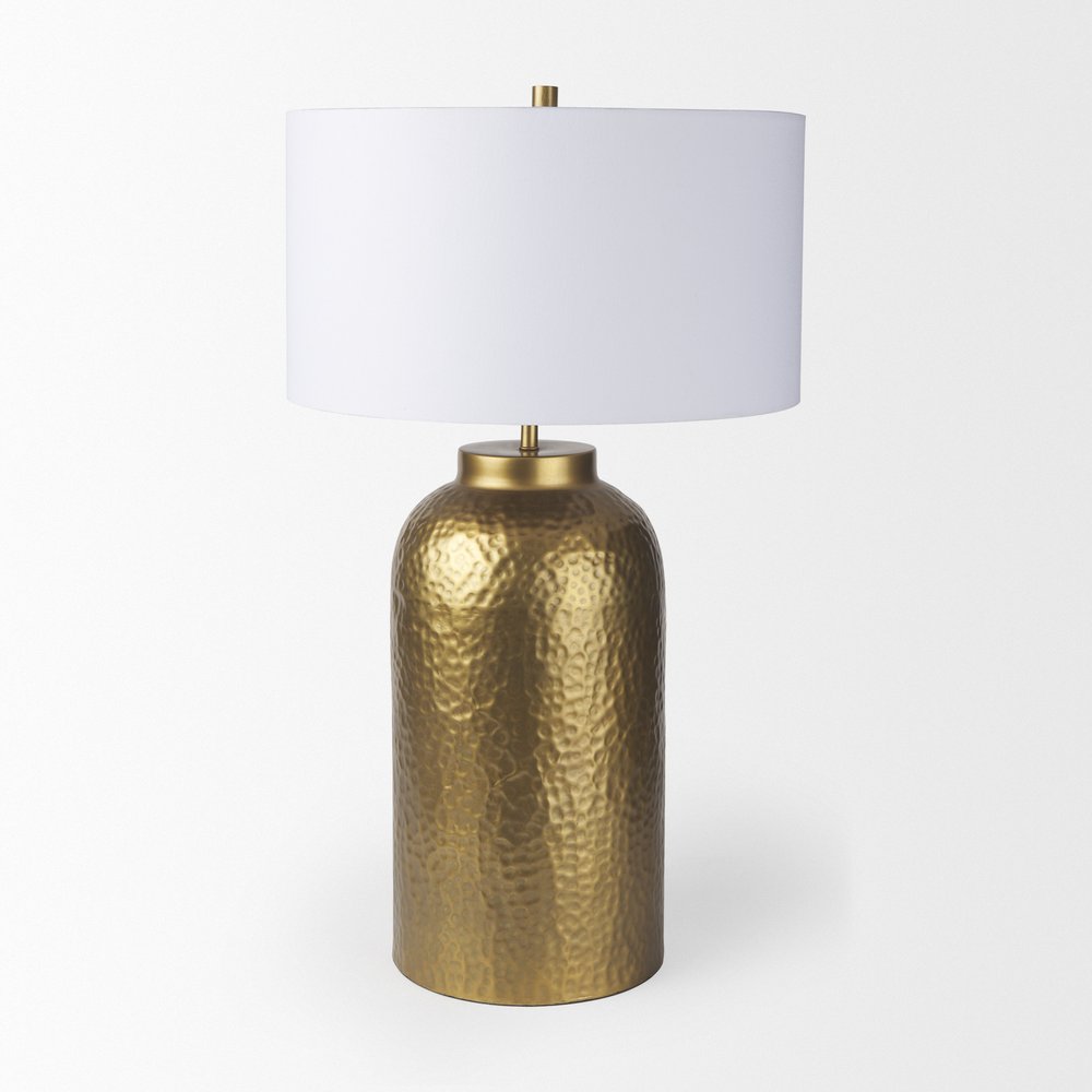 30" Gold Novelty Table Lamp With Drum Shade