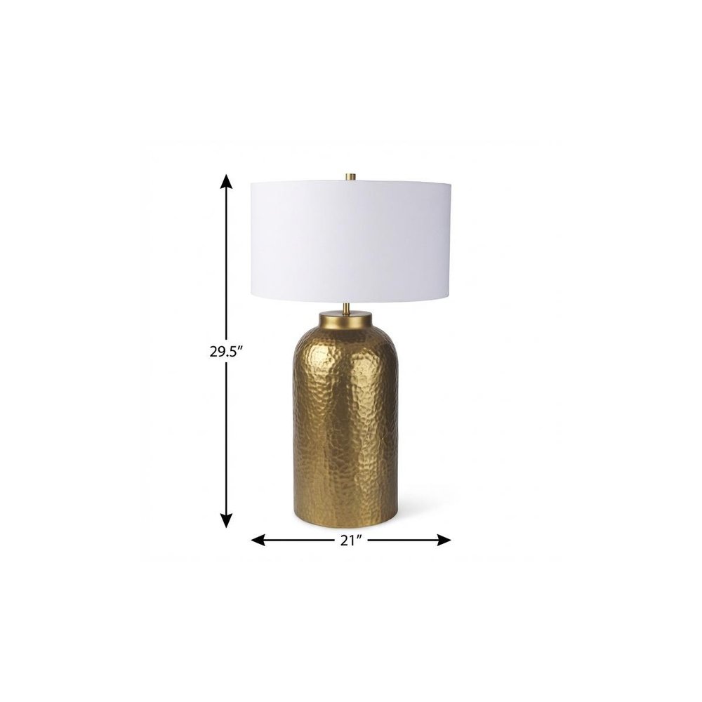 30" Gold Novelty Table Lamp With Drum Shade