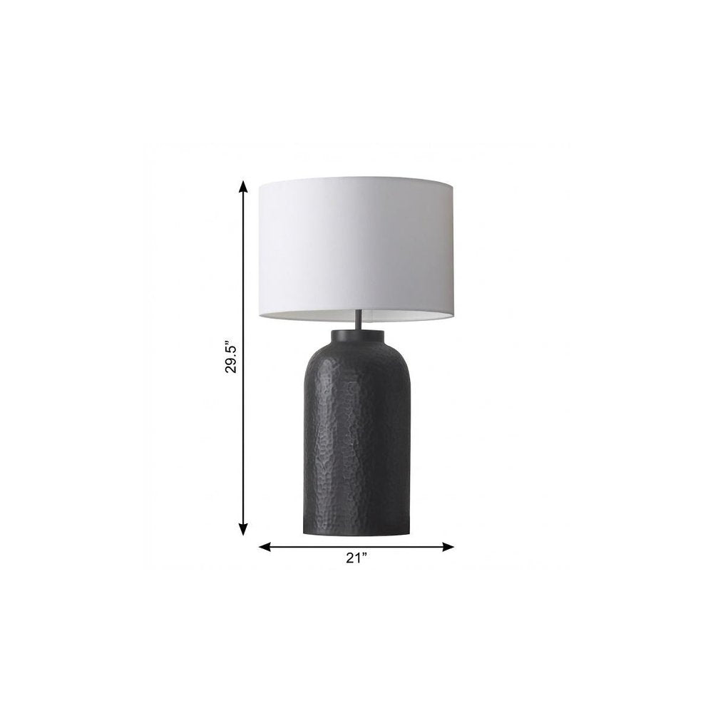 30" Black Novelty Table Lamp With Drum Shade