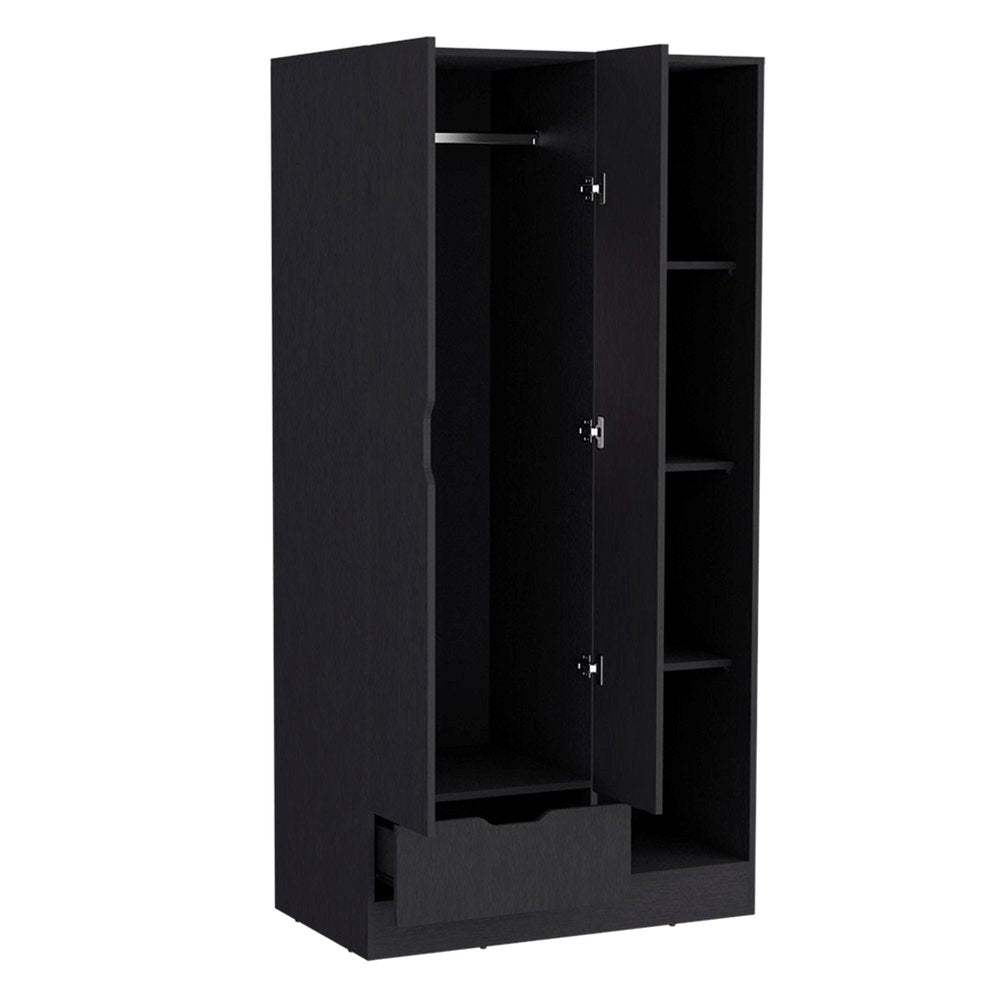 19" Black Wood Corner Accent Chest
