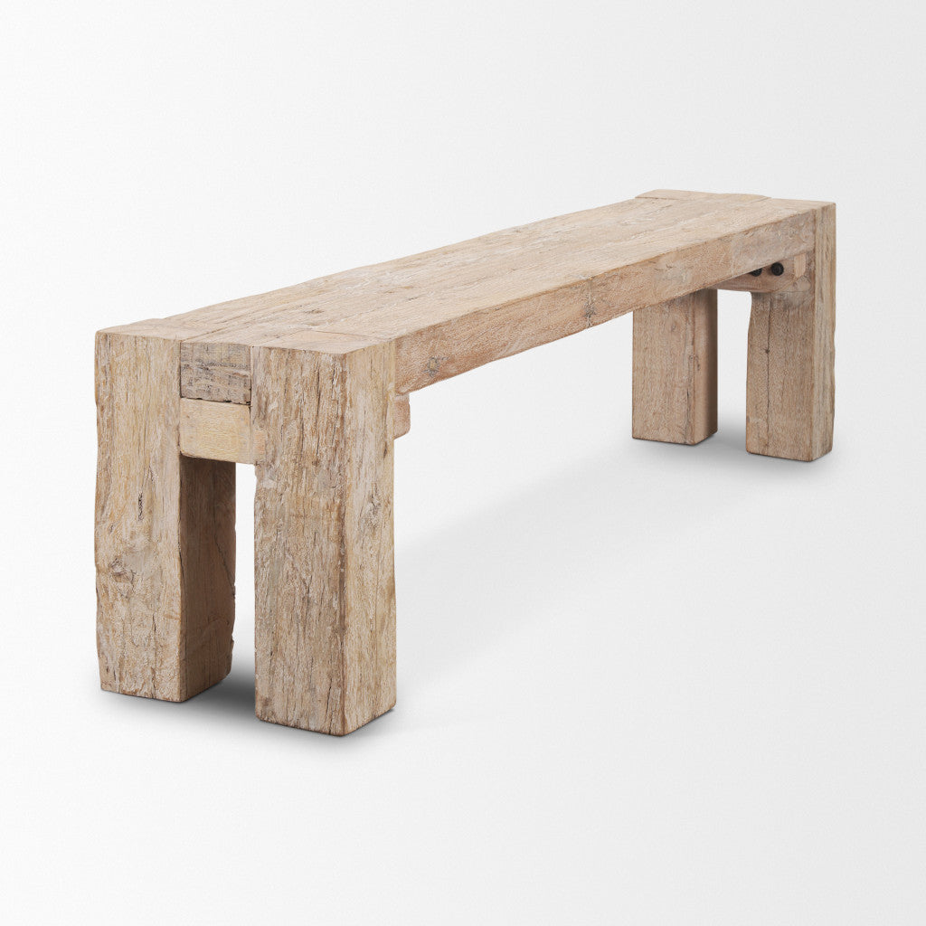 70" Natural Wood Distressed Dining Bench