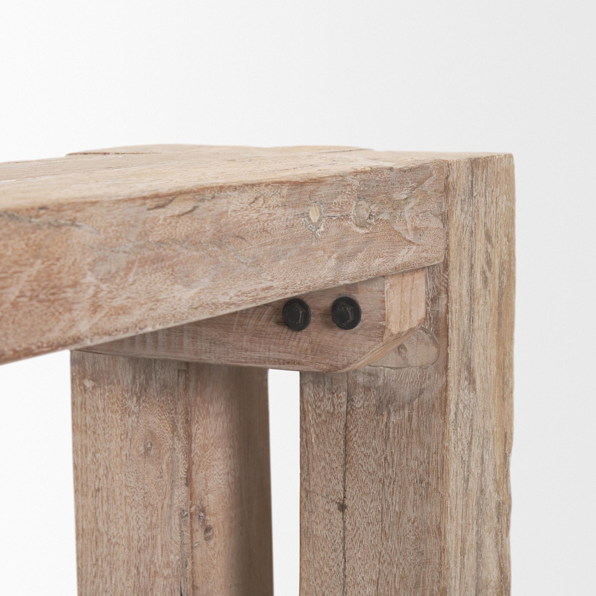 70" Natural Wood Distressed Dining Bench
