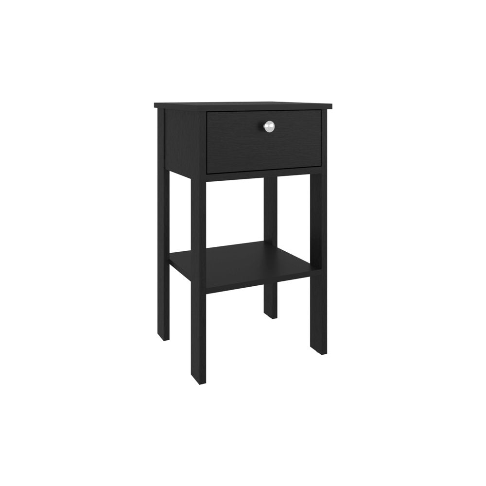 16" White Wood One Drawer Nightstand