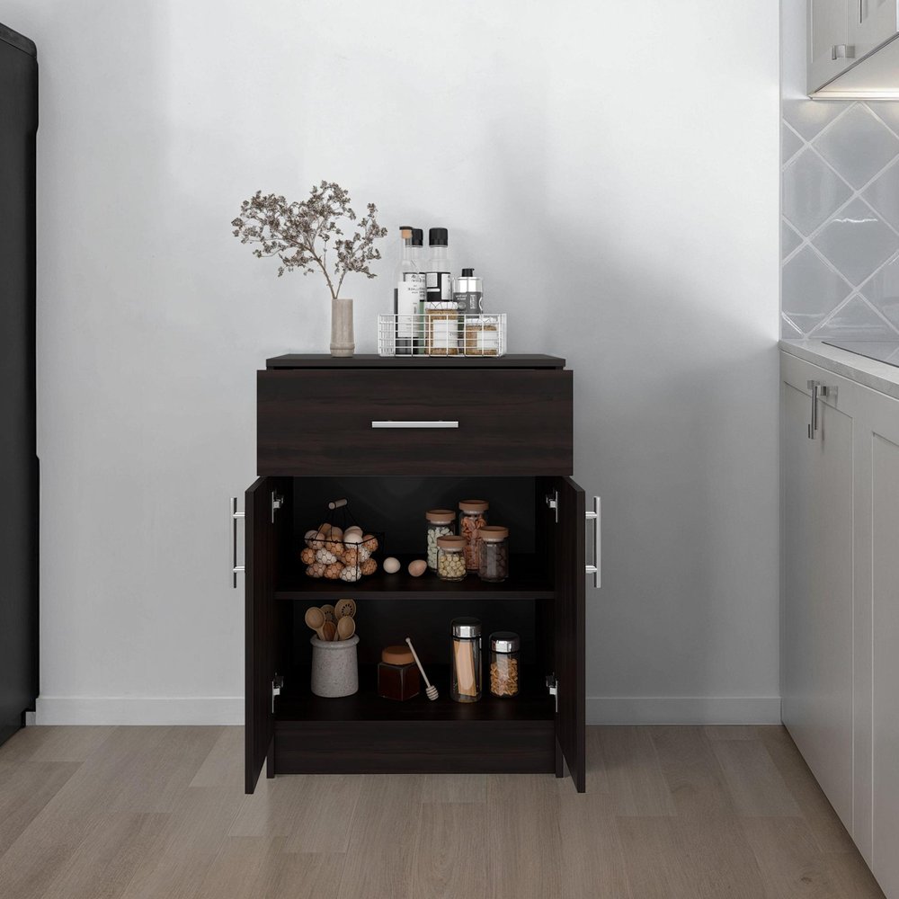 33" Walnut Wood Pantry Or Storage Closet
