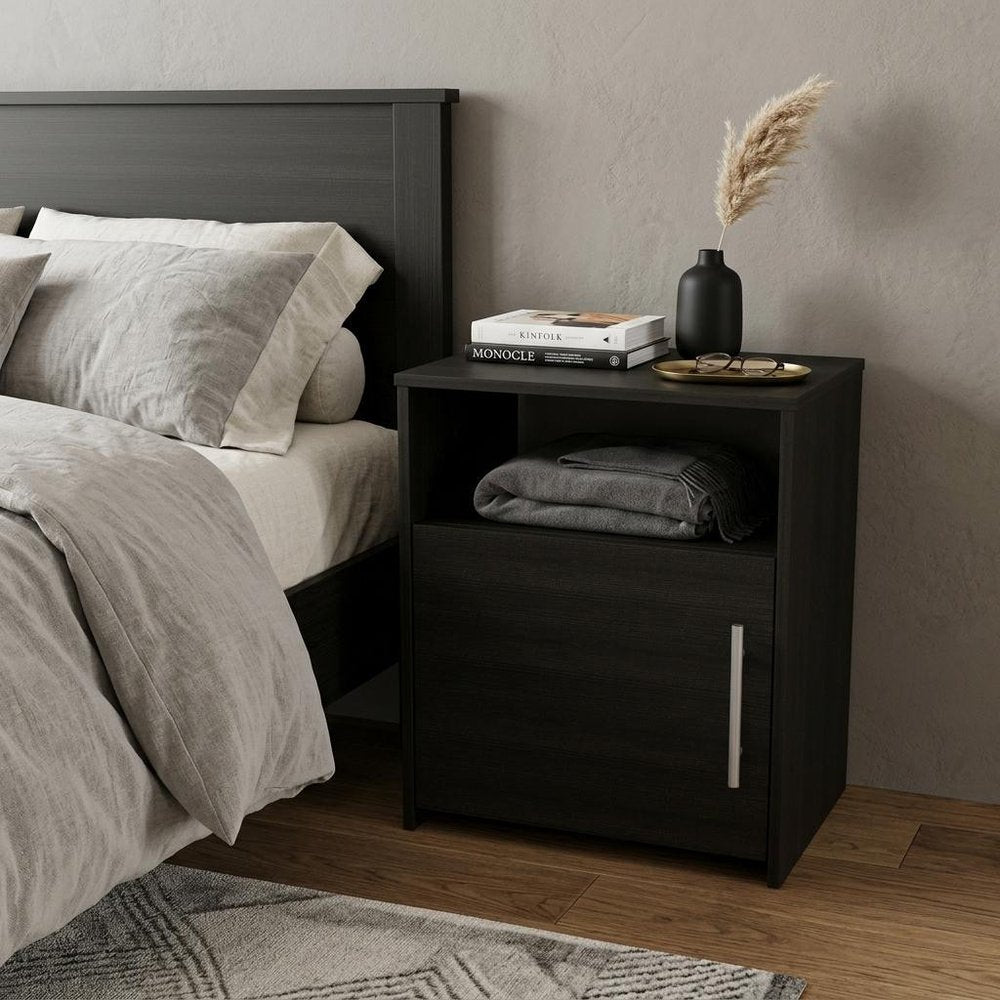 20" Black Wood Nightstand