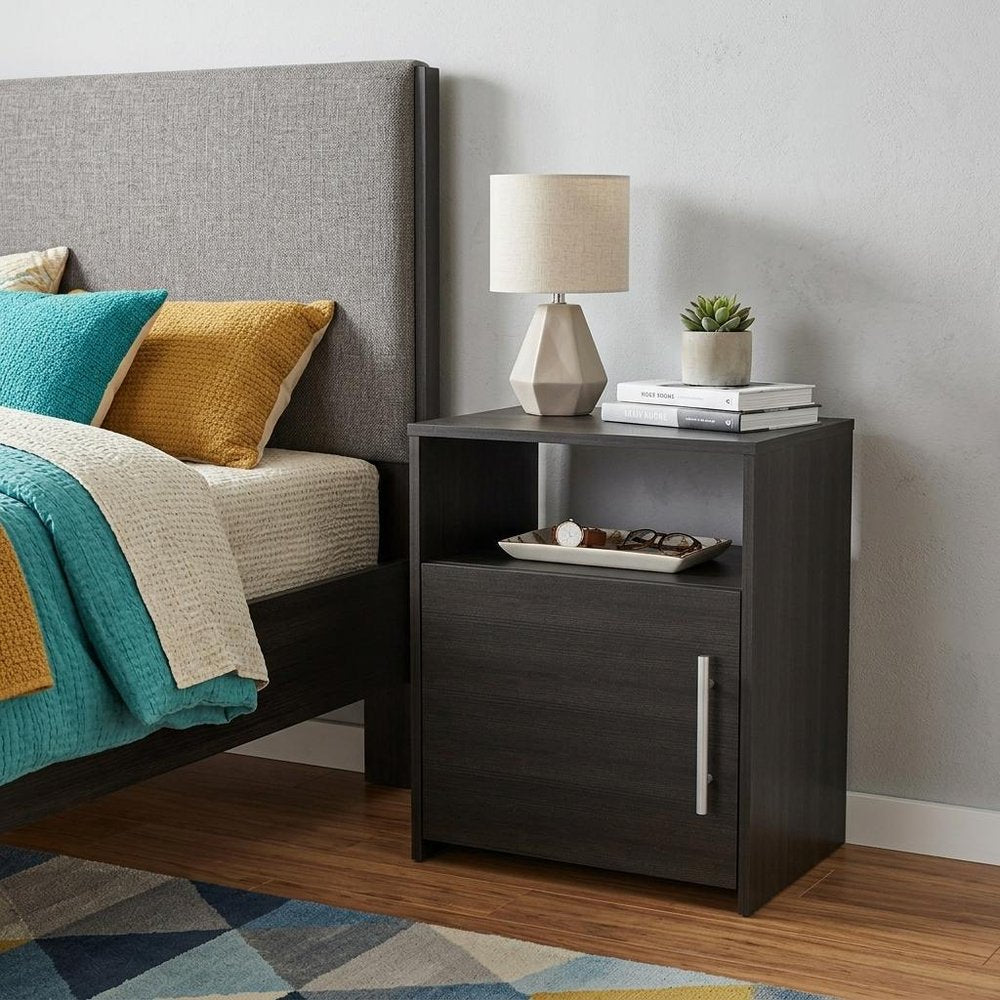 20" Black Wood Nightstand