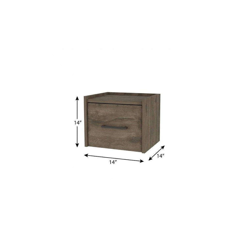 14" White Wood One Drawer Floating Nightstand