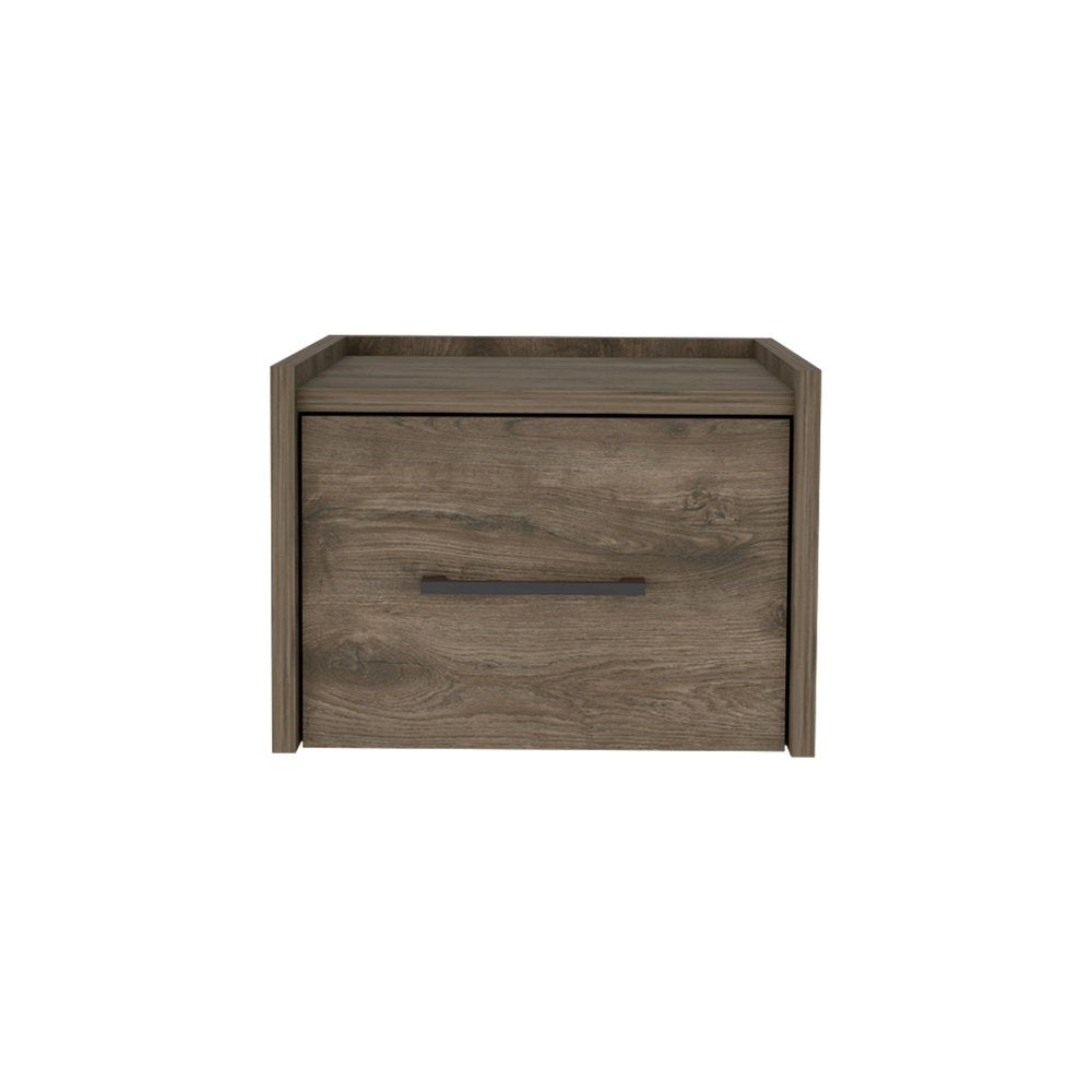 14" White Wood One Drawer Floating Nightstand