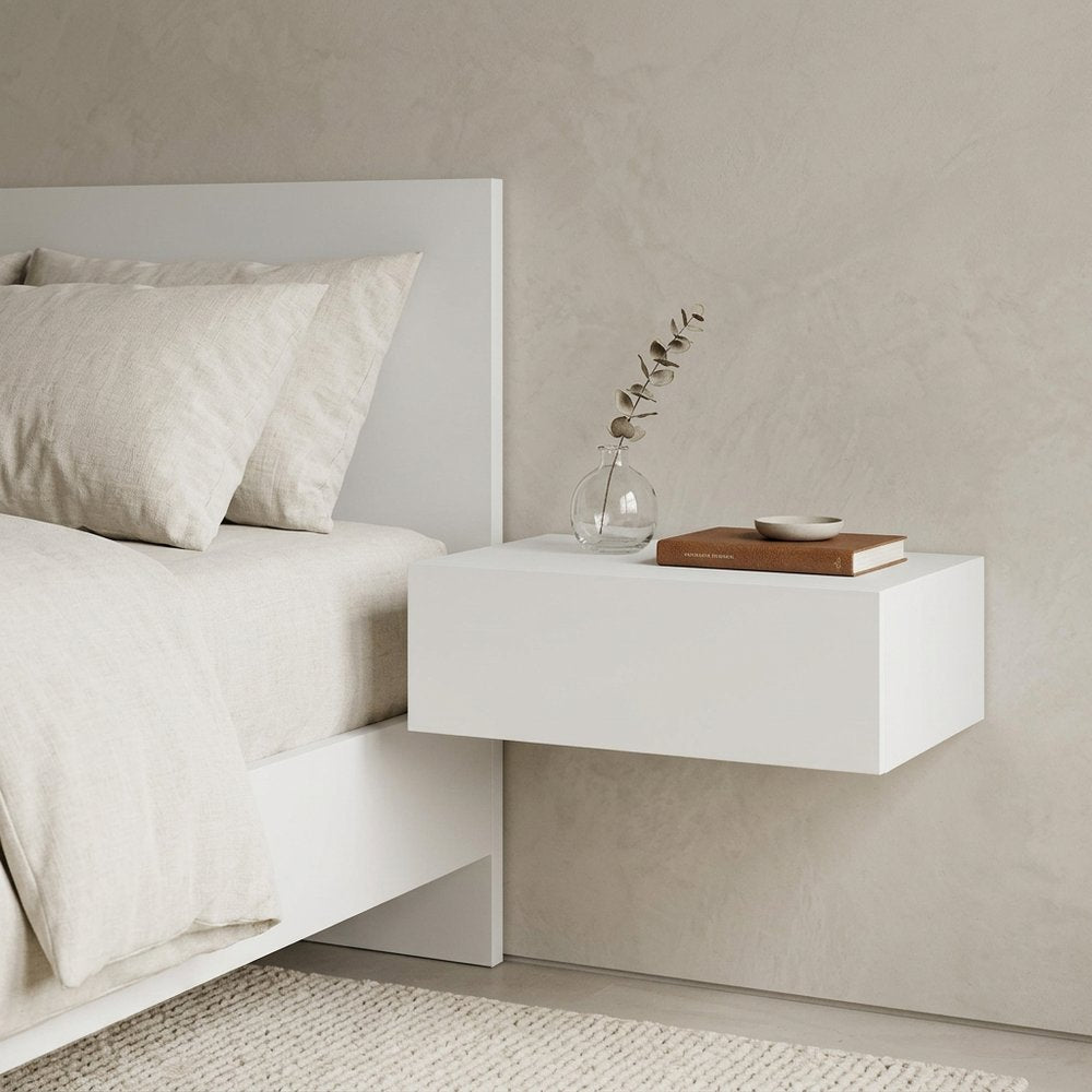 16" Brown Wood One Drawer Floating Nightstand