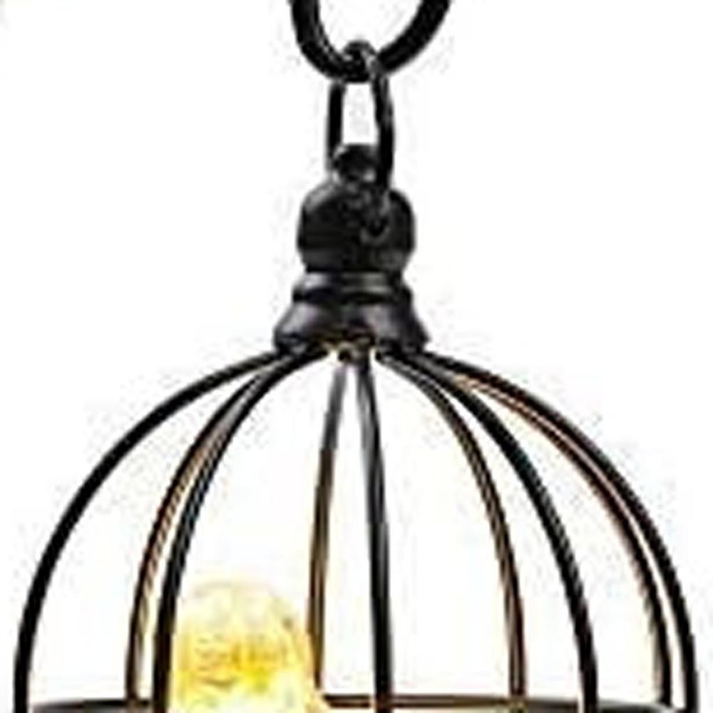 13" Black Metal Pierced Novelty Desk Lamp With Cage Shade