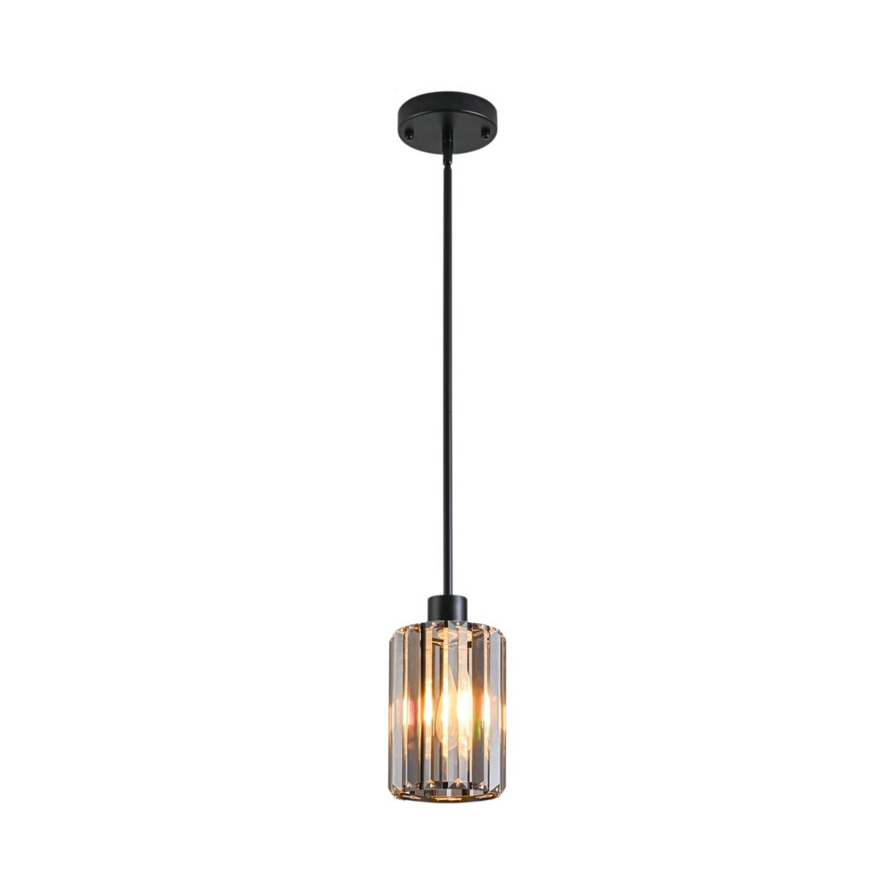 Ash Gray Crystal and Metal Mercury Glass Flush Chandelier With Gold Shades