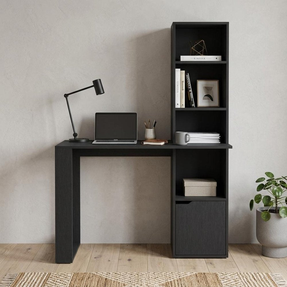 39" White Wood Pedestal Computer Desk With Hutch