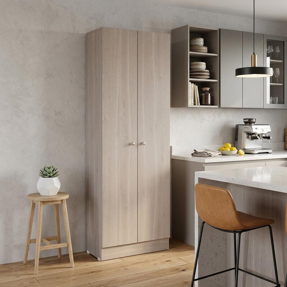 71" Gray Wood Two Door Pantry Or Storage Closet