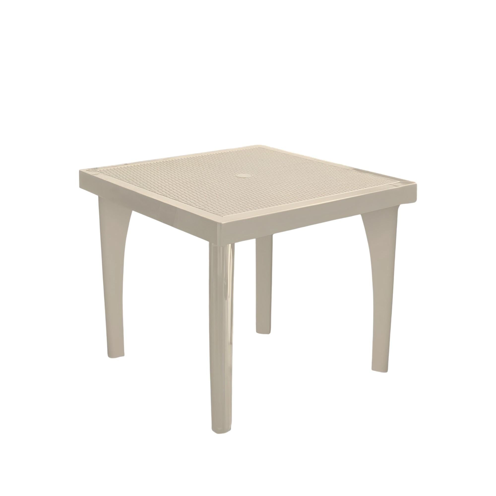 30" Taupe Heavy Duty Plastic Square Outdoor Dining Table with Umbrella Hole