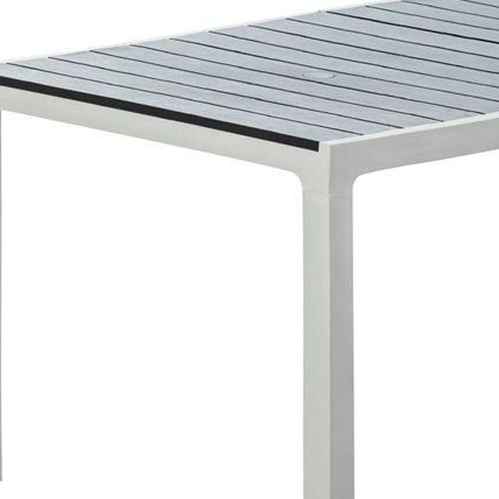 35" Gray Heavy Duty Plastic Folding Outdoor Dining Table with Umbrella Hole