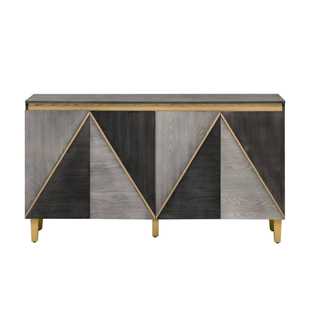 60" Gray Wood Buffet Table With Four Doors