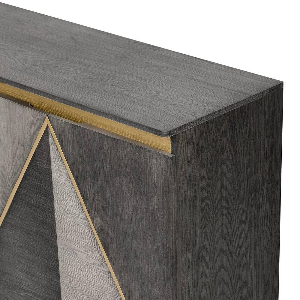 60" Gray Wood Buffet Table With Four Doors