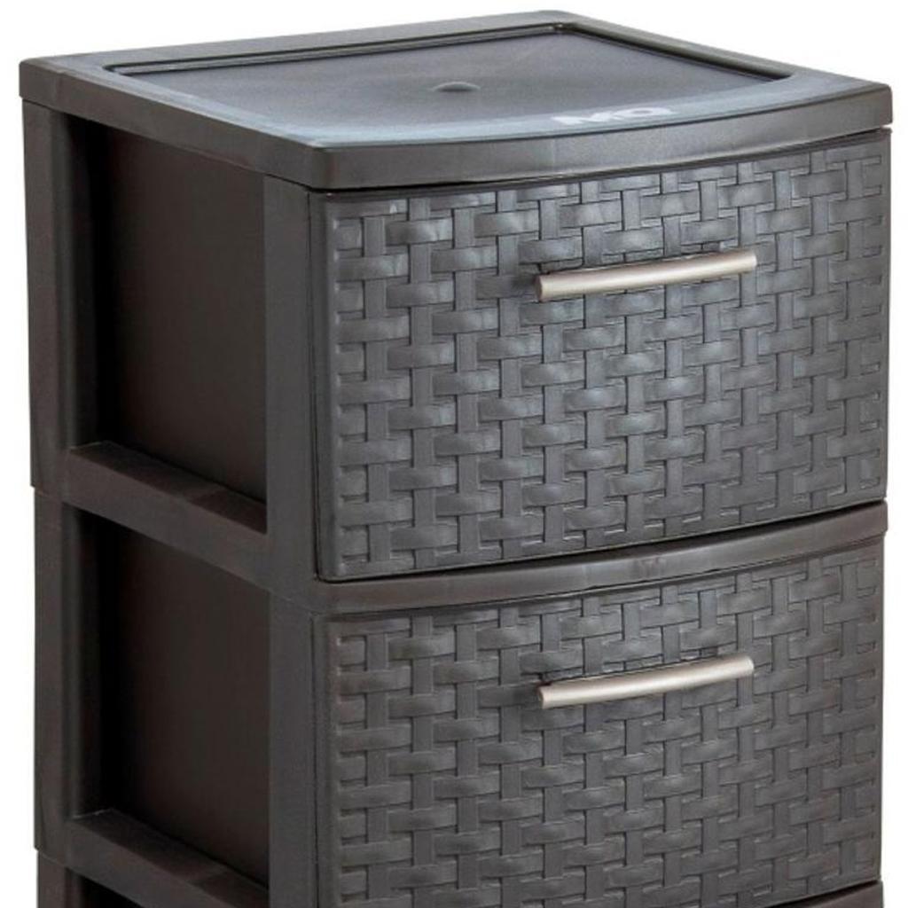 13" Espresso Heavy Duty Plastic Five Drawer Storage Cabinet