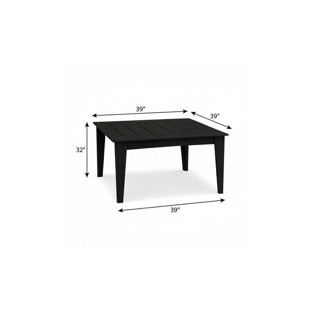 39" Black Heavy Duty Plastic Square Outdoor Dining Table