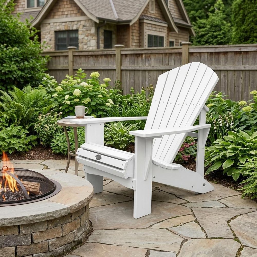 24" Black Heavy Duty Plastic Outdoor Adirondack Chair