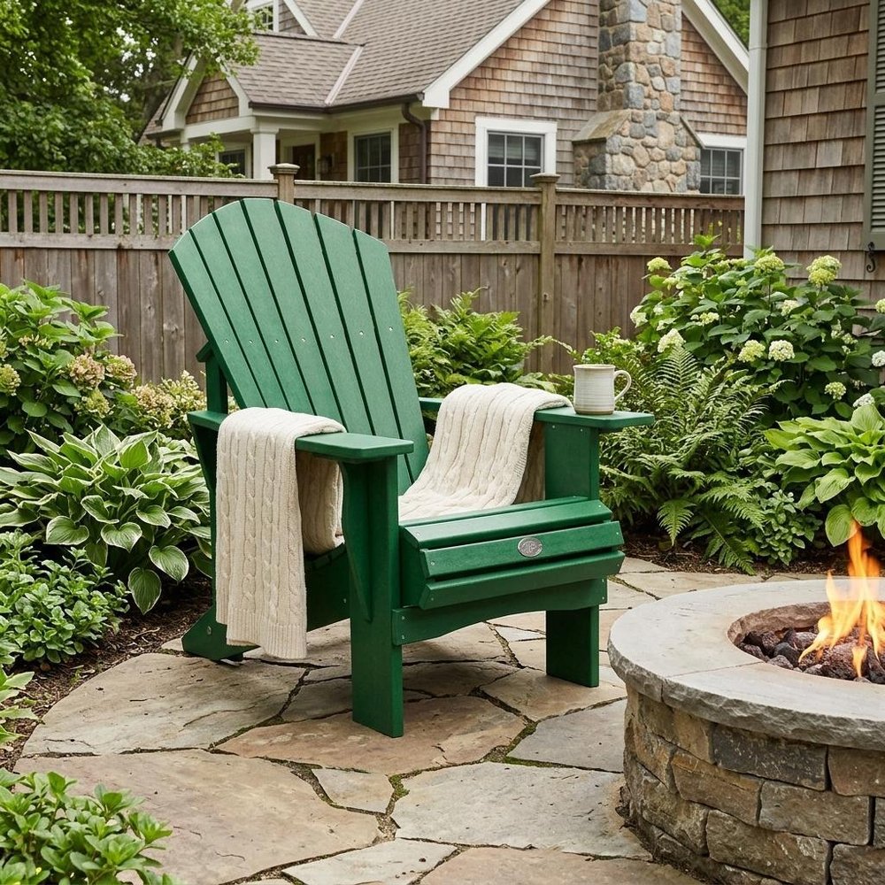 24" Black Heavy Duty Plastic Outdoor Adirondack Chair