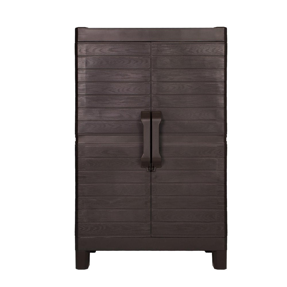 26" Espresso Plastic Square Accent Cabinet With Two Doors