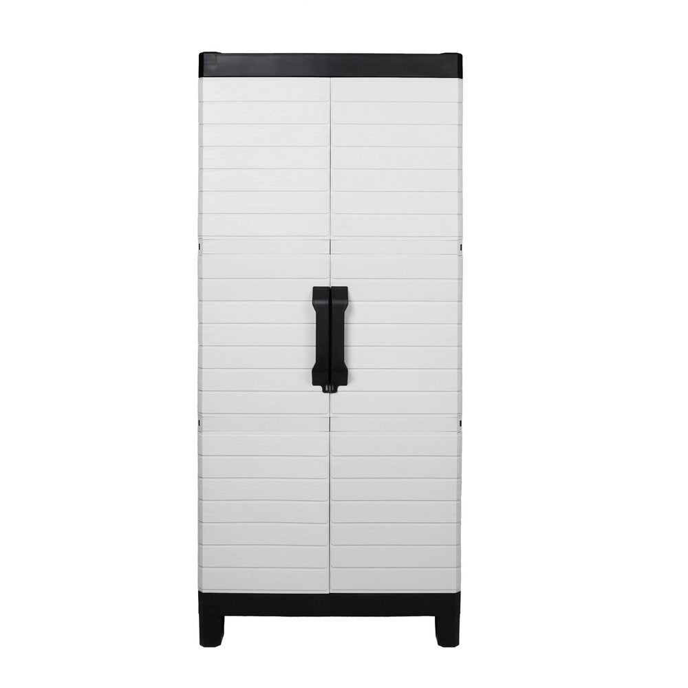 26" Gray Plastic Square Accent Cabinet With Two Doors