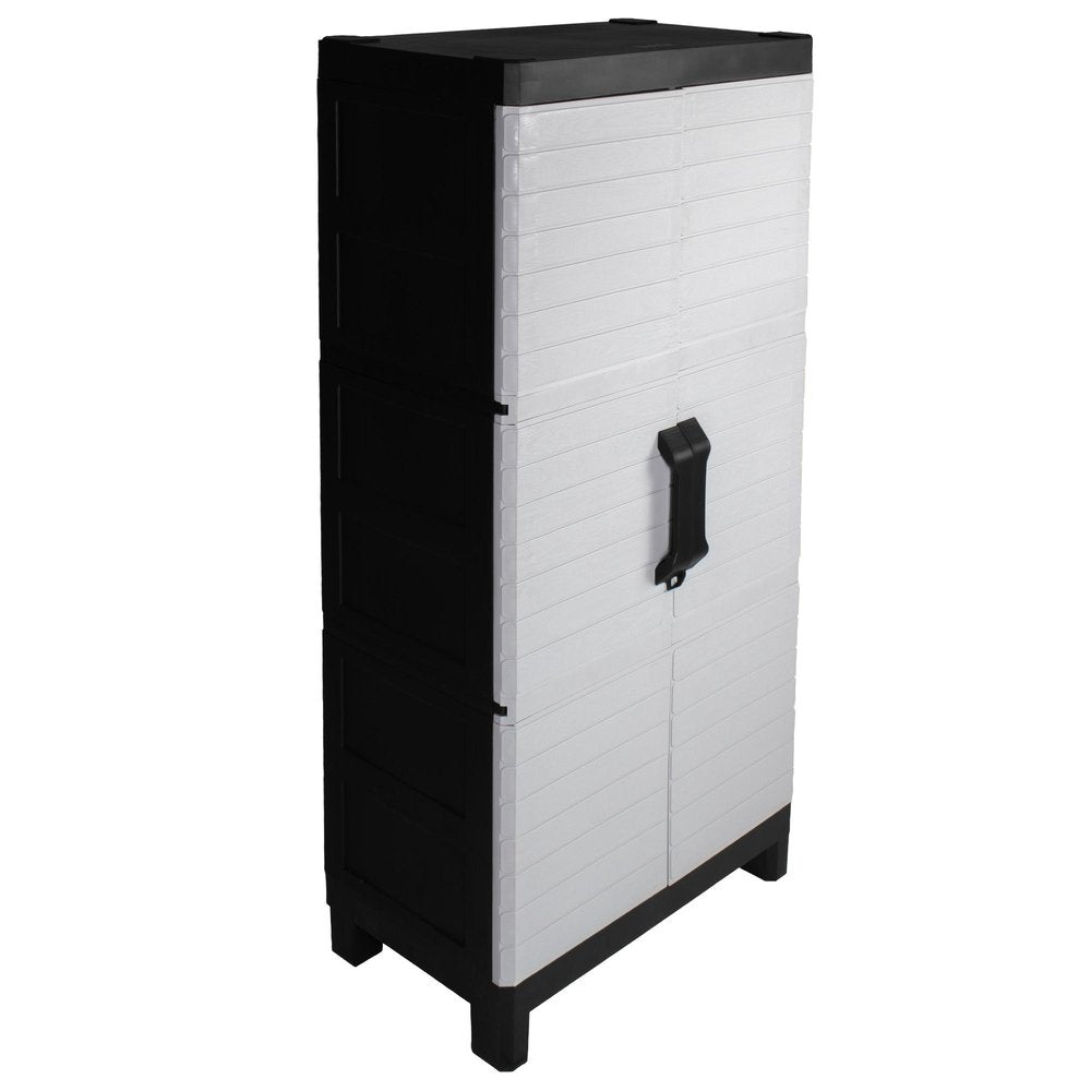 26" Gray Plastic Square Accent Cabinet With Two Doors