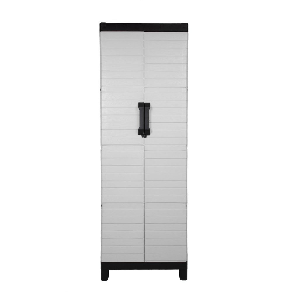 26" Gray Plastic Square Accent Cabinet With Two Doors