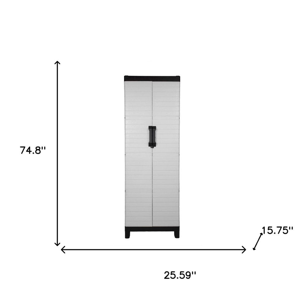 26" Gray Plastic Square Accent Cabinet With Two Doors
