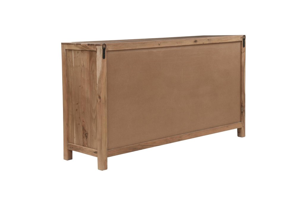 64" Brown Live Edge Solid Wood Six Drawer Double Dresser