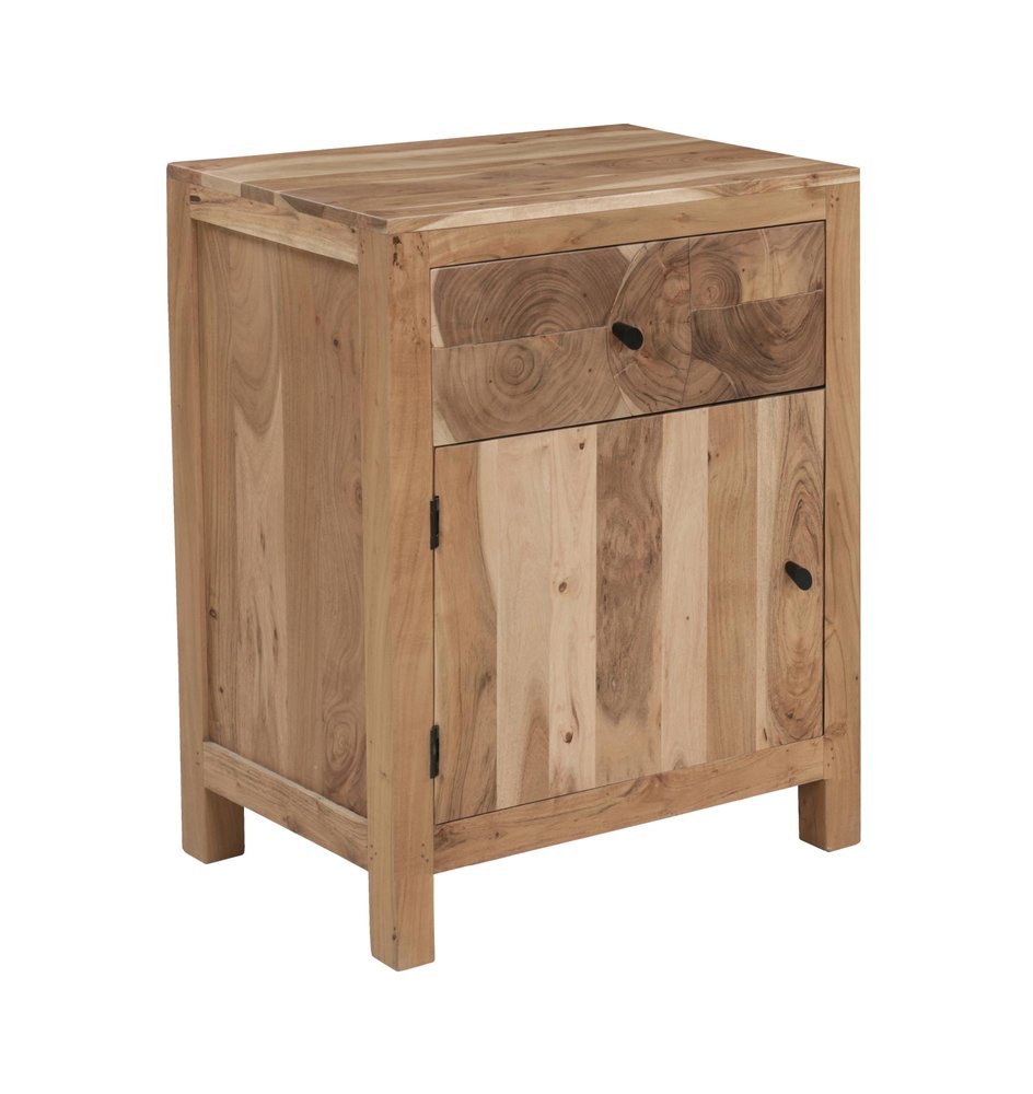 30" Natural Solid Wood Live Edge One Drawer Nightstand