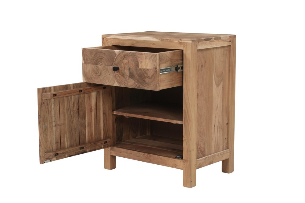 30" Natural Solid Wood Live Edge One Drawer Nightstand